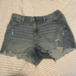aerie size M medium wash stretch waistband jean shorts